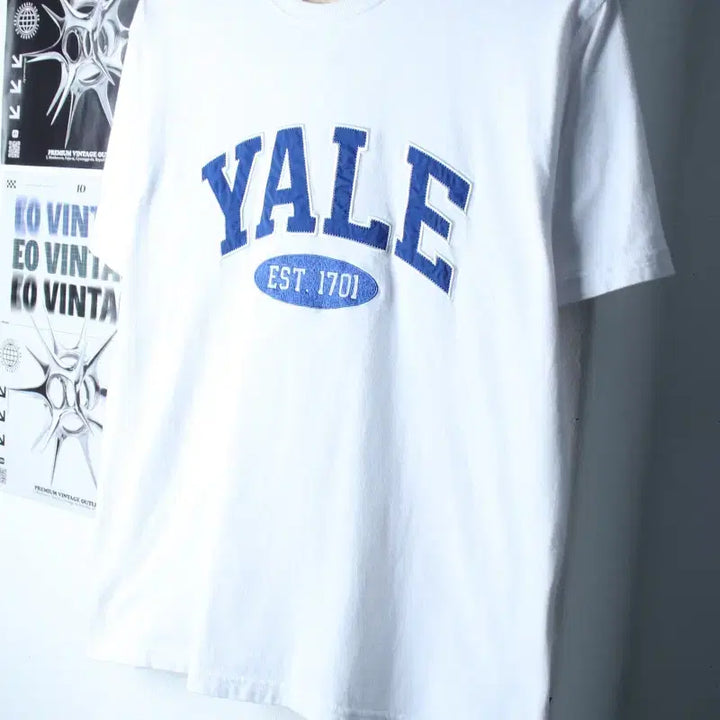 [BUNJANG] Yale Big Logo White T-shirt / (S) 예일 반팔 티셔츠 빅로고 화이트 아메카지-180F5