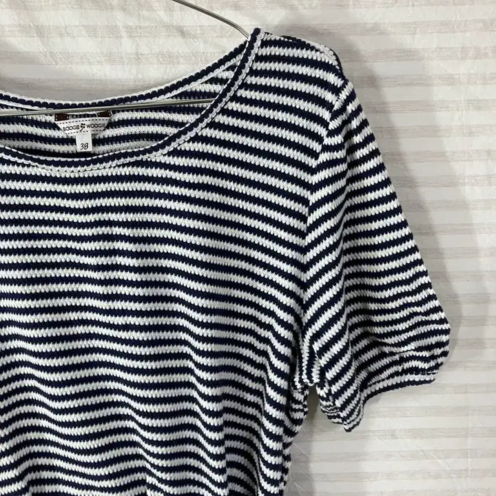 [BUNJANG] Vintage Navy Striped Ribbon Blouse / 빈티지 네이비 스트라이프 리본 블라우스 1068 모리걸 y2k 스트릿 갸