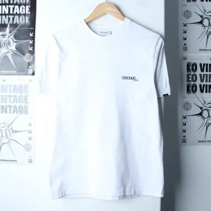 [BUNJANG] Covernat White Old School Back Print T-shirt / (S-M) 커버낫 반팔 티셔츠 백프린팅 화이트 올드스쿨-180F6