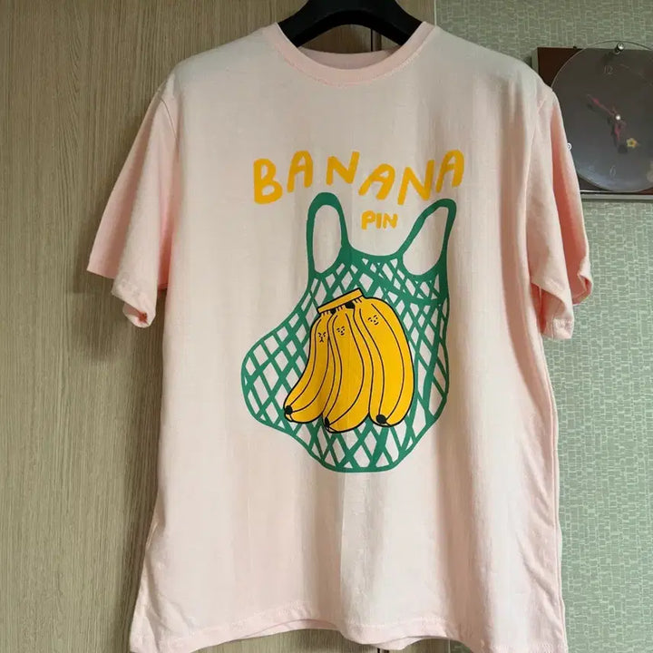 [BUNJANG] Unisex Banana Print Pink T-shirt / 새상품 바나나프린팅 반팔 남여공용