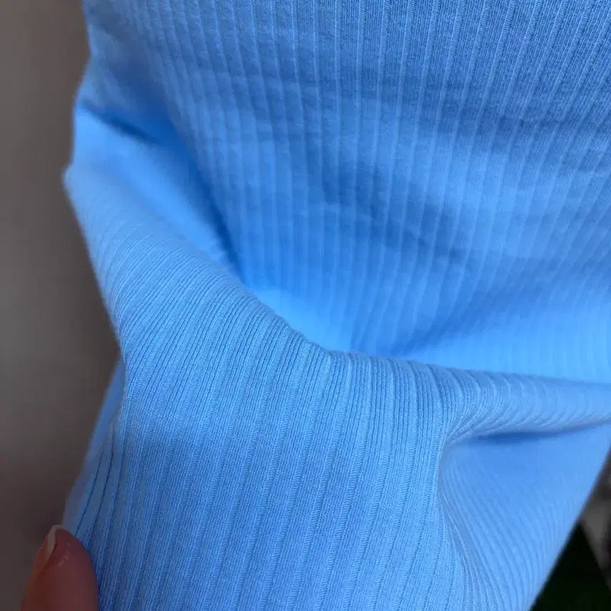 [BUNJANG] Unbranded Ribbed Square Neck Mini Dress - Sky Blue (Size 66) / 골지 스퀘어넥 미니 원피스 하늘색66