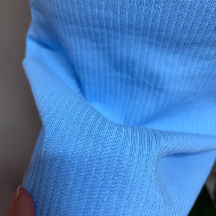 [BUNJANG] Unbranded Ribbed Square Neck Mini Dress - Sky Blue (Size 66) / 골지 스퀘어넥 미니 원피스 하늘색66