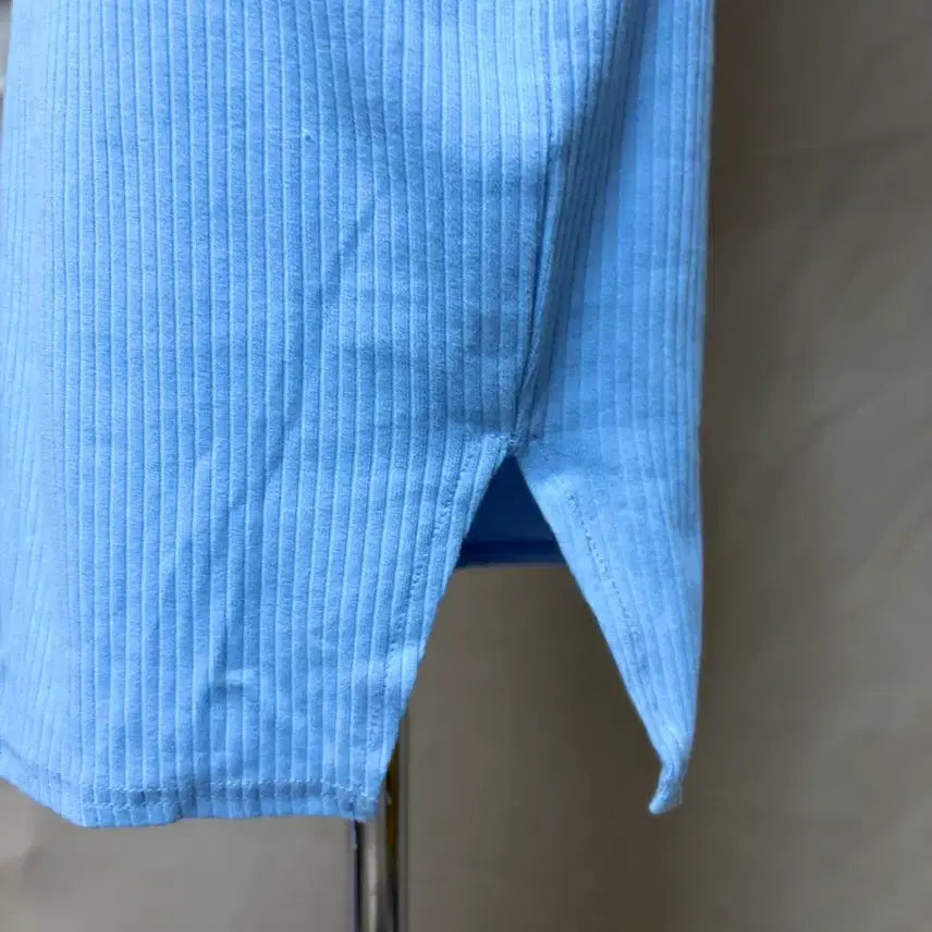 [BUNJANG] Unbranded Ribbed Square Neck Mini Dress - Sky Blue (Size 66) / 골지 스퀘어넥 미니 원피스 하늘색66