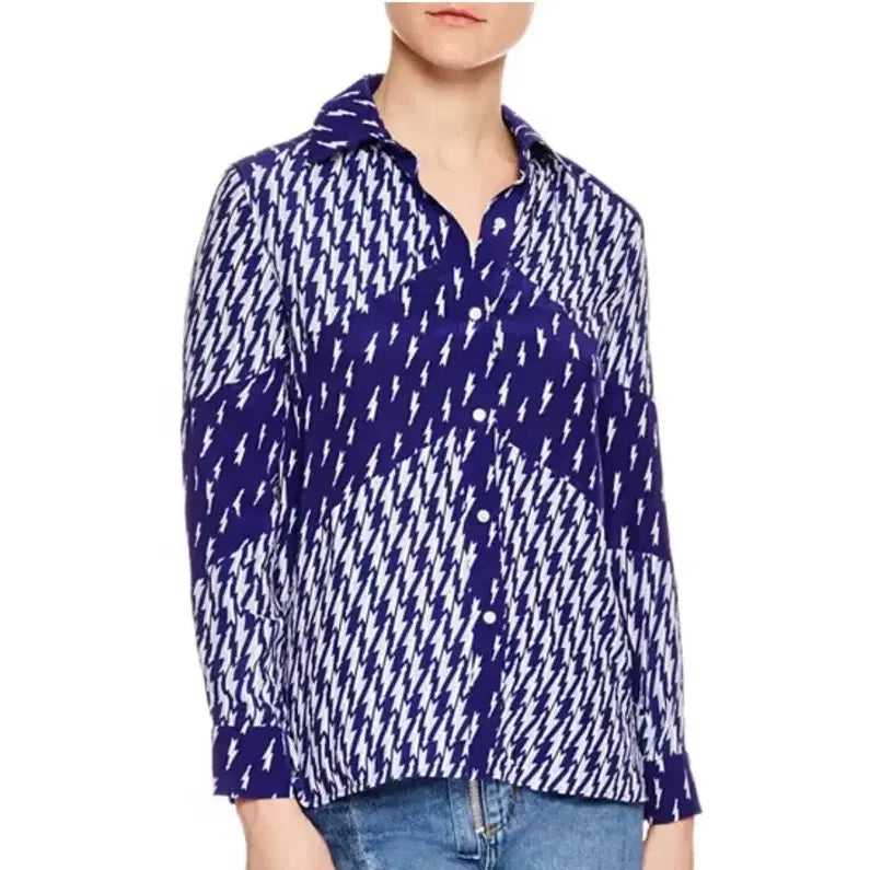 [BUNJANG] Sandro Cinie Lightning Bolt Print Shirt / 산드로 프린팅 블루 셔츠_Cinie Lightning Bolt Print