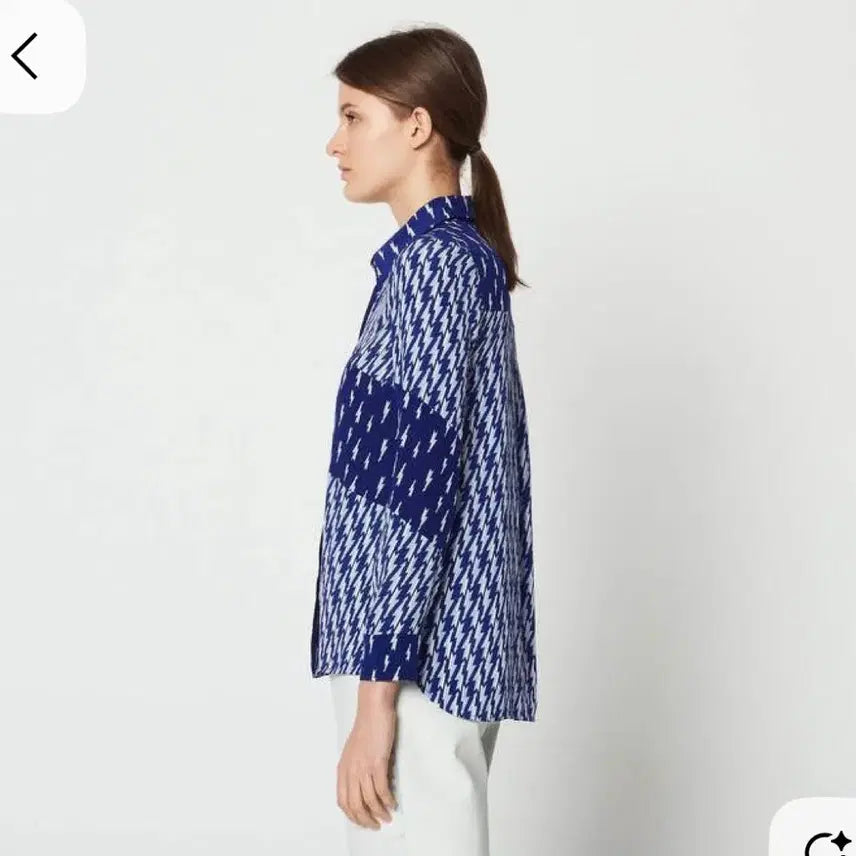 [BUNJANG] Sandro Cinie Lightning Bolt Print Shirt / 산드로 프린팅 블루 셔츠_Cinie Lightning Bolt Print