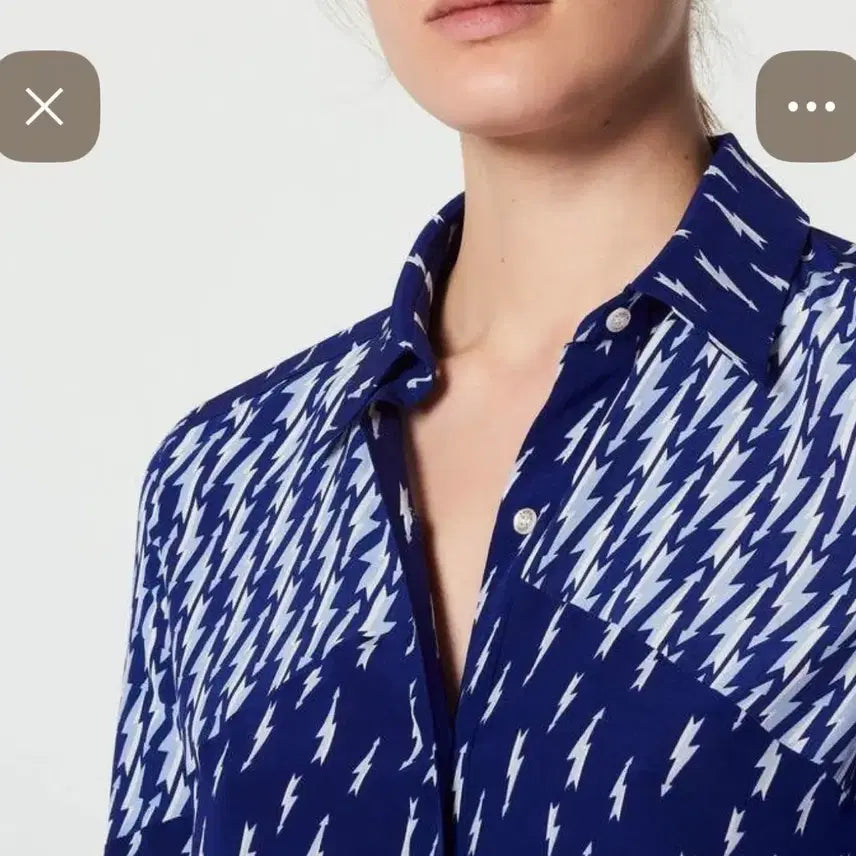 [BUNJANG] Sandro Cinie Lightning Bolt Print Shirt / 산드로 프린팅 블루 셔츠_Cinie Lightning Bolt Print