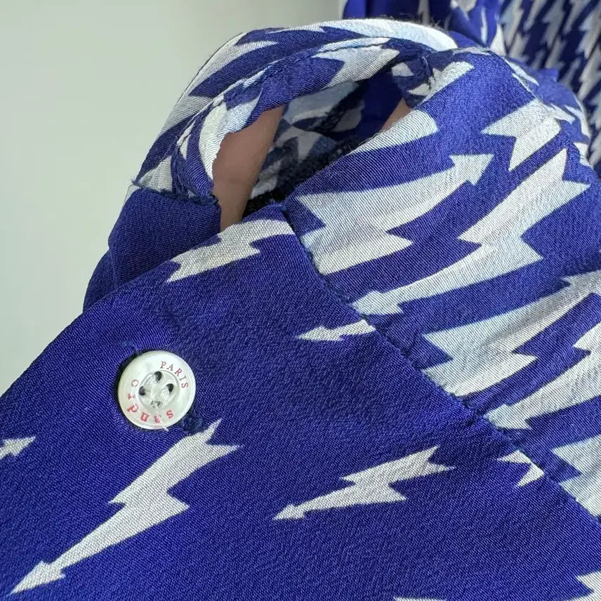 [BUNJANG] Sandro Cinie Lightning Bolt Print Shirt / 산드로 프린팅 블루 셔츠_Cinie Lightning Bolt Print