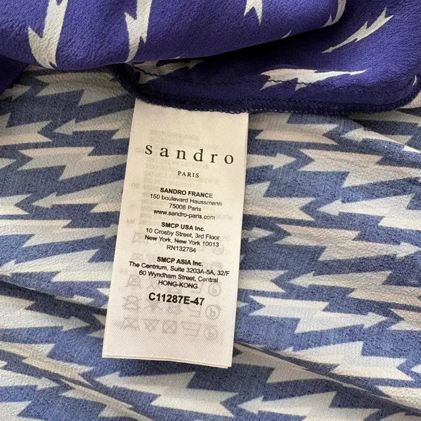 [BUNJANG] Sandro Cinie Lightning Bolt Print Shirt / 산드로 프린팅 블루 셔츠_Cinie Lightning Bolt Print