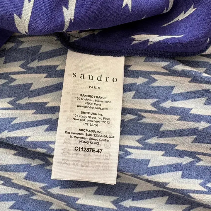 [BUNJANG] Sandro Cinie Lightning Bolt Print Shirt / 산드로 프린팅 블루 셔츠_Cinie Lightning Bolt Print