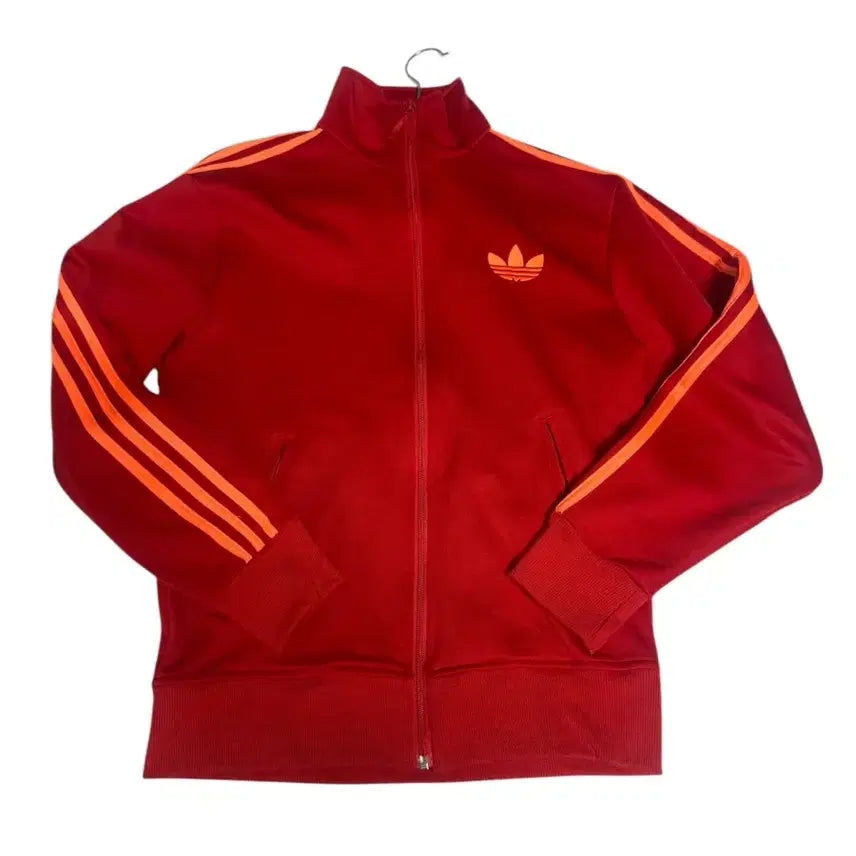 [BUNJANG] Adidas Trefoil Red Orange Fleece Track Top / 아디다스 트레포일 레드 오렌지 기모 트랙탑 95