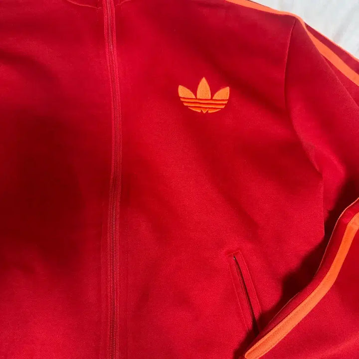 [BUNJANG] Adidas Trefoil Red Orange Fleece Track Top / 아디다스 트레포일 레드 오렌지 기모 트랙탑 95