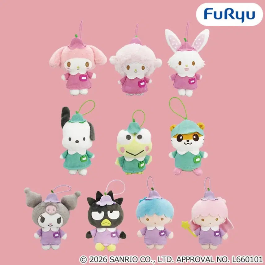 [BUNJANG] Sanrio Colorful Tulip School Uniform Mascot Keyring / (예약) 산리오 컬러풀 튤립 학교 교복 갸루 헤이세이 마스코트 인형 키링