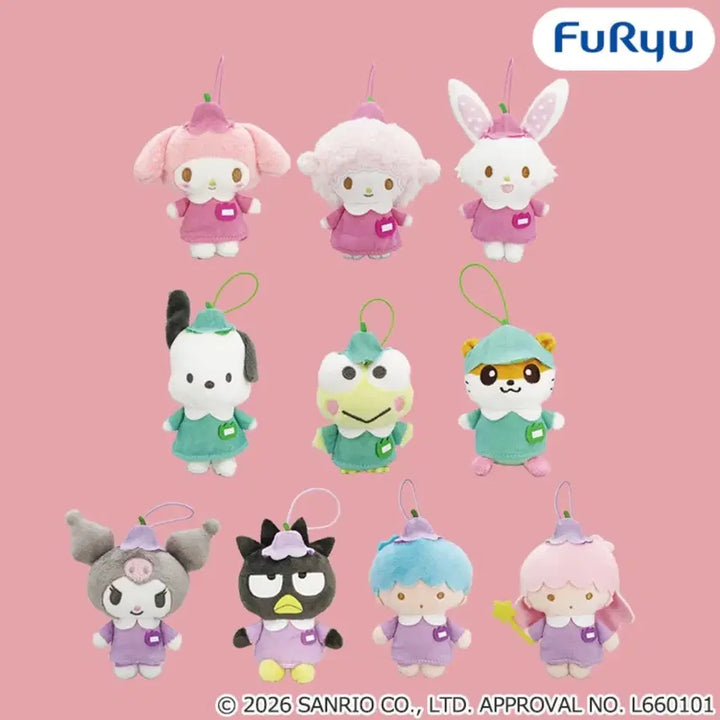 [BUNJANG] Sanrio Colorful Tulip School Uniform Mascot Keyring / (예약) 산리오 컬러풀 튤립 학교 교복 갸루 헤이세이 마스코트 인형 키링