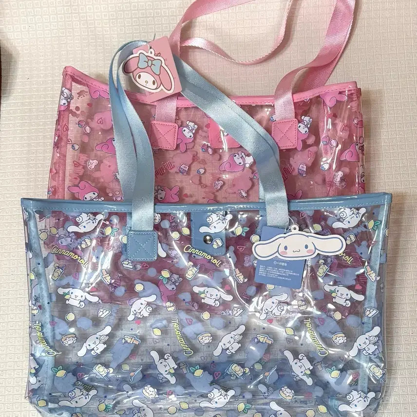 [BUNJANG] Sanrio Cinnamoroll My Melody PVC Beach Bag / 산리오 시나모롤 마이멜로디 PVC 투명 비치백