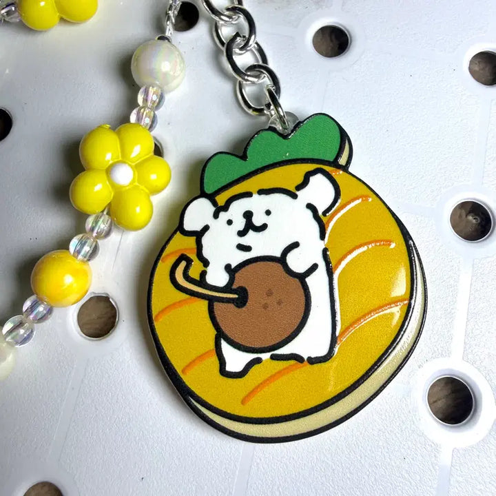 [BUNJANG] Yellow Flower Bead Keyring / 옐로우 꽃 비즈 키링