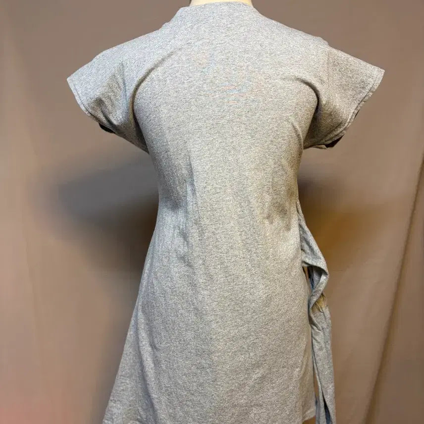 [BUNJANG] Cotton Blend Gray Wrap Dress / 면100 반팔 그레이 매듭 랩 원피스