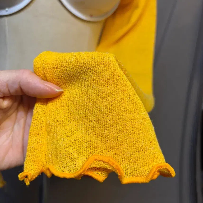 [BUNJANG] Yellow Crop Knit Cardigan / 옐로우 크롭 니트 가디건 개나리컬러