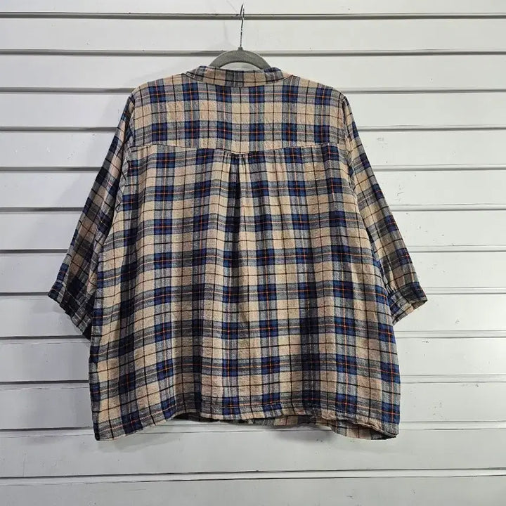 [SOLD OUT] 체크무늬 면 칠부소매 블라우스/보물찾기천사