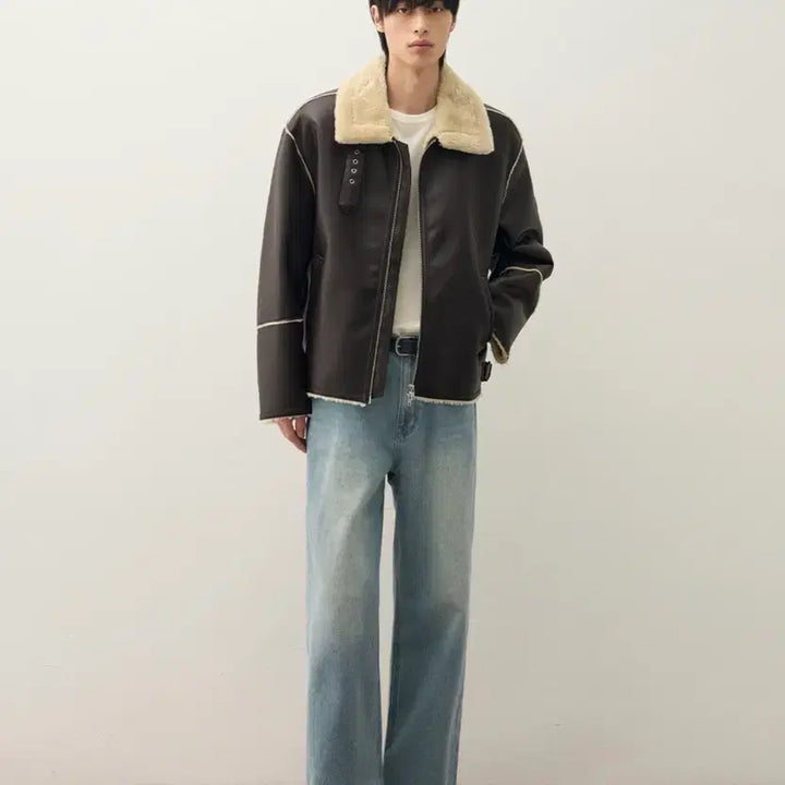 [SOLD OUT] (새상품)(L)드로우핏 유주얼 세미 와이드 데님 팬츠 DUSTY BLUE