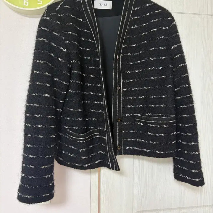 [BUNJANG] Sj Sj Glitter Stripe Jacket / 한섬 SjSj 글리터 스트라이프 자켓