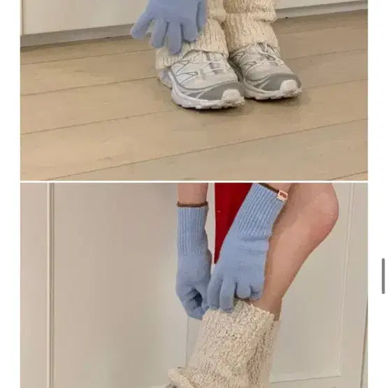 [BUNJANG] Marbling Leg Warmer - Black/Ivory / (새상품) 마블링 레그워머 블랙/아이보리 일괄