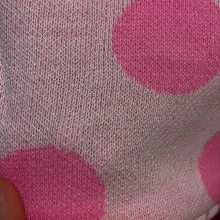 [BUNJANG] Pink Polka Dot Knit Sweater / 형광 핑크 땡땡이 고퀄니트
