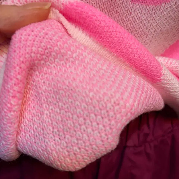 [BUNJANG] Pink Polka Dot Knit Sweater / 형광 핑크 땡땡이 고퀄니트