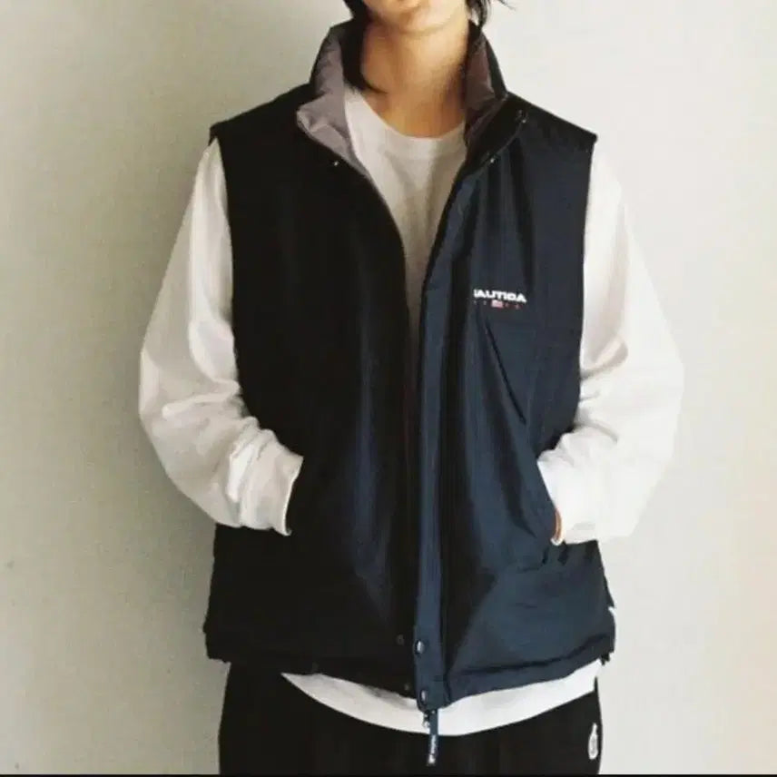 [BUNJANG] Nautica 83 Flag Yacht Reversible Down Vest / [노티카] 83플래그 요트 리버시블 다운베스트 L