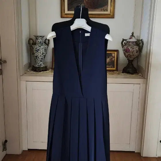 [BUNJANG] 8 Seconds Navy Long Pleated Dress / 8세컨즈  네이비색 롱원피스