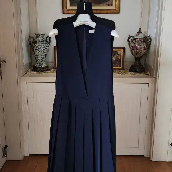 [BUNJANG] 8 Seconds Navy Long Pleated Dress / 8세컨즈  네이비색 롱원피스