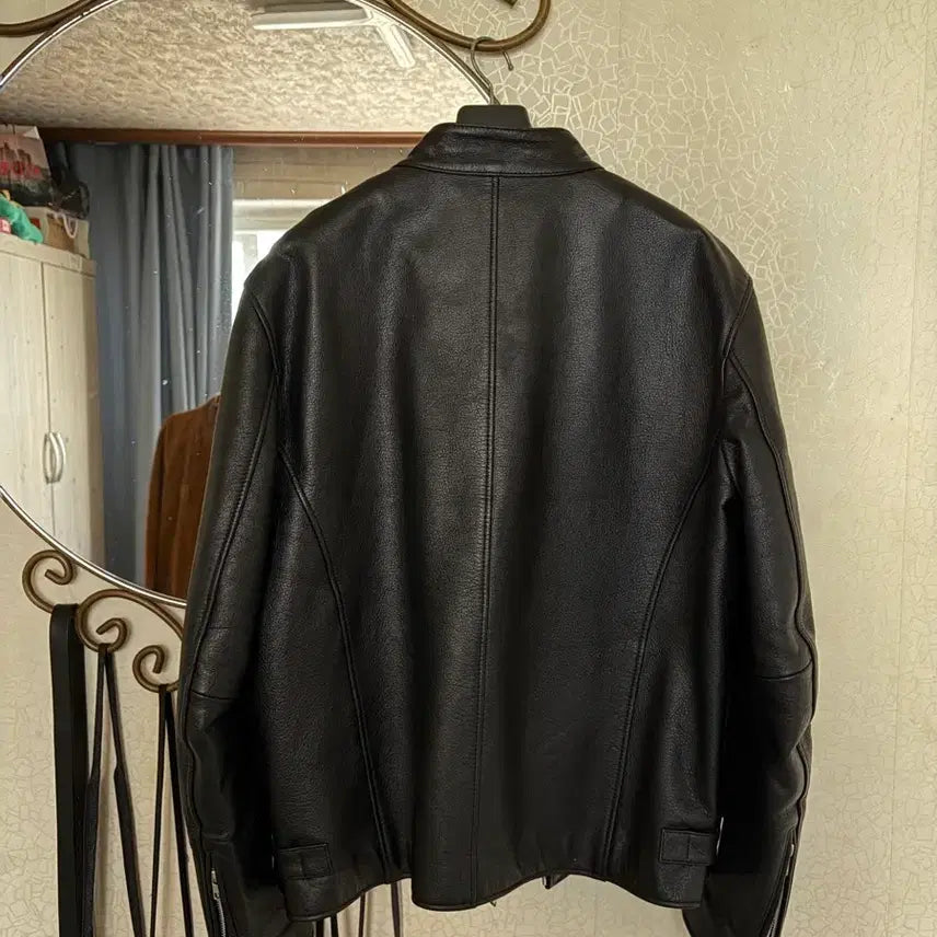 [BUNJANG] Cowhide Leather China Collar Jacket / 카우하이드 차이나칼라 자켓