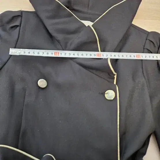 [BUNJANG] Black Ribbon Belt Line Coat Dress / 블랙 리본 벨트 라인 코트 원피스