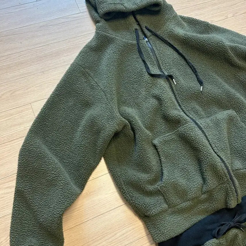 [BUNJANG] Deep Green Fleece Jogger Set / 딥그린 플리스 조거셋업