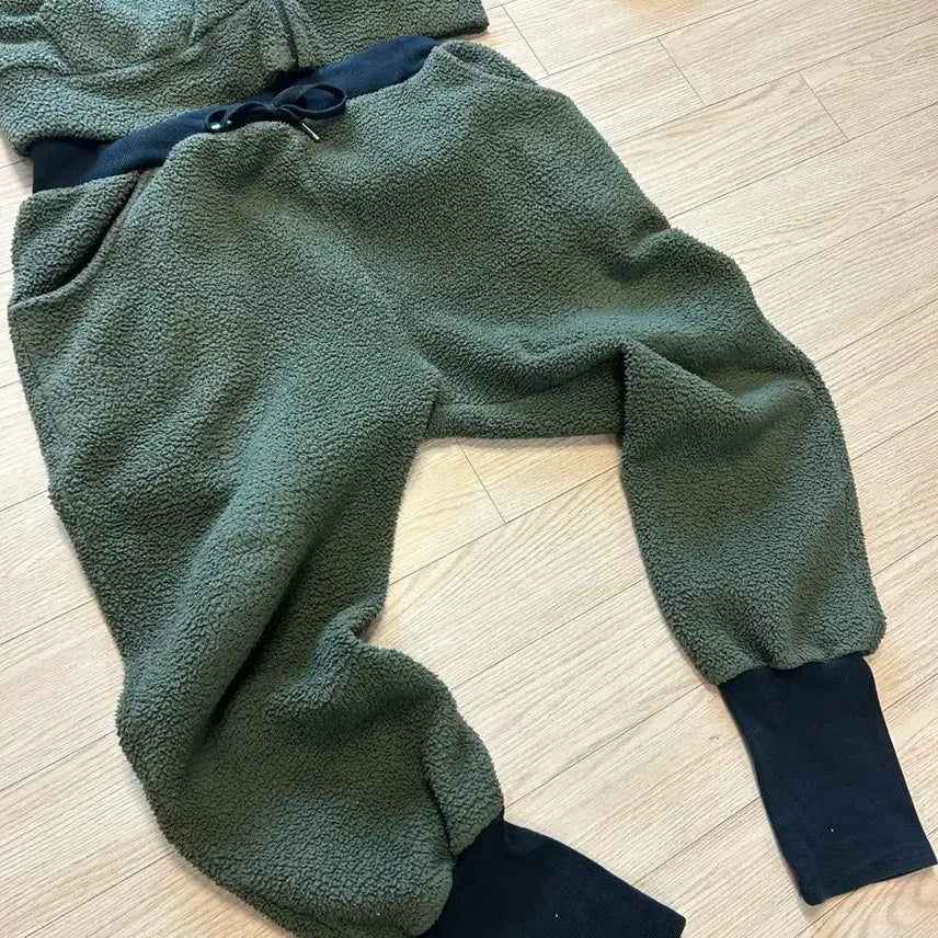 [BUNJANG] Deep Green Fleece Jogger Set / 딥그린 플리스 조거셋업