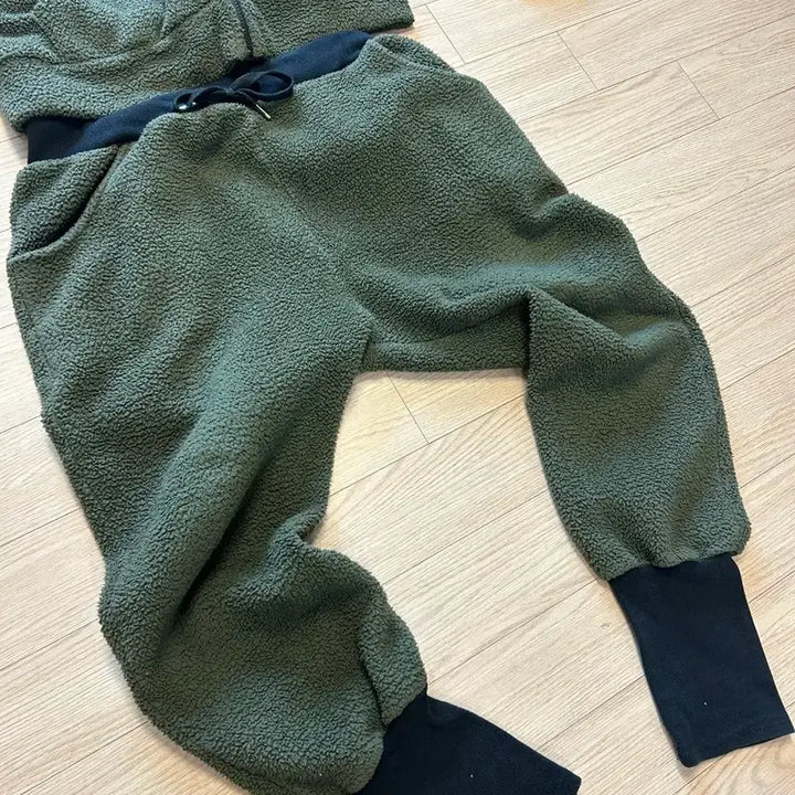 [BUNJANG] Deep Green Fleece Jogger Set / 딥그린 플리스 조거셋업