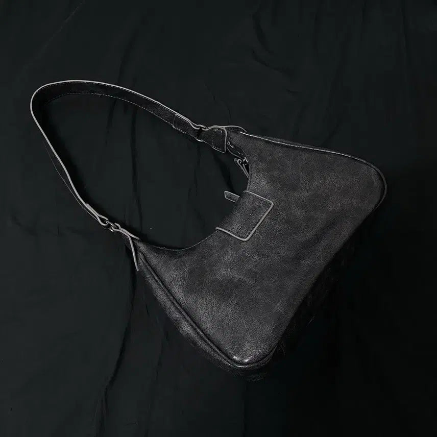 [BUNJANG] P.lake Vintage Washed Leather Mini Hobo Bag / 피레이크 빈티지 워싱 레더 벨트 미니 호보백 에이블리 (그레이)