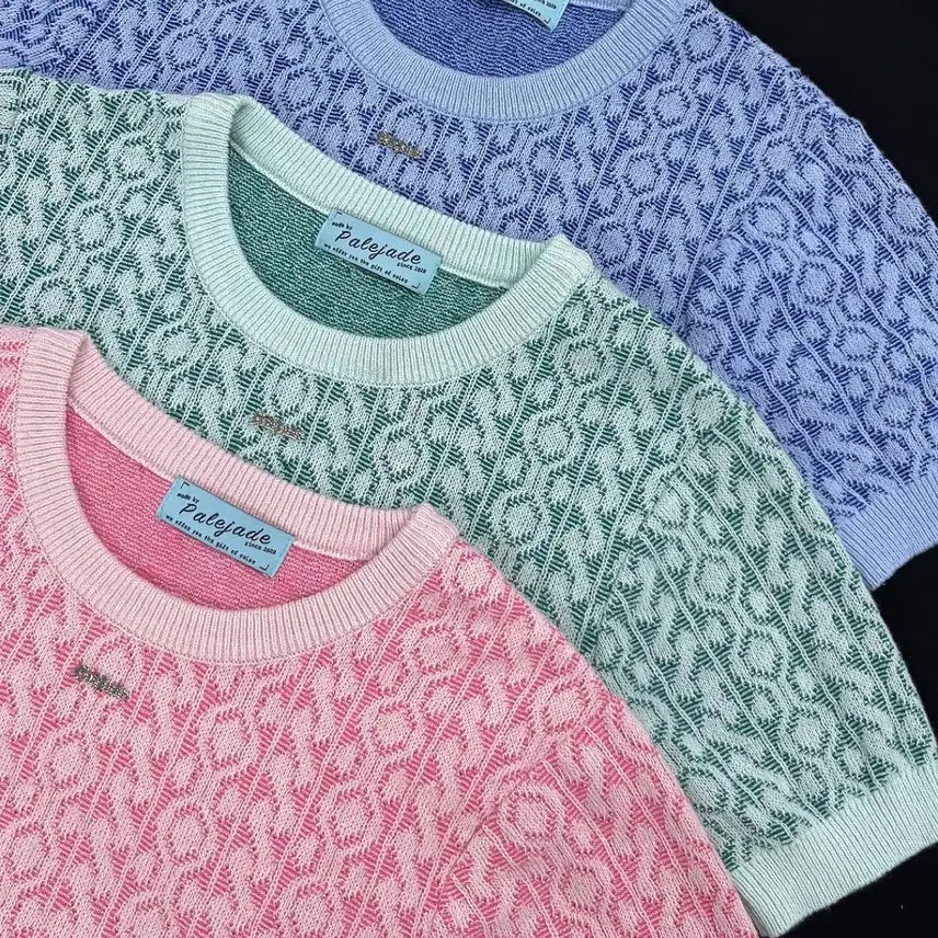 [BUNJANG] Pale Jade Jacquard Wave Tee Pink / 페일제이드 자가드 웨이브티 핑크