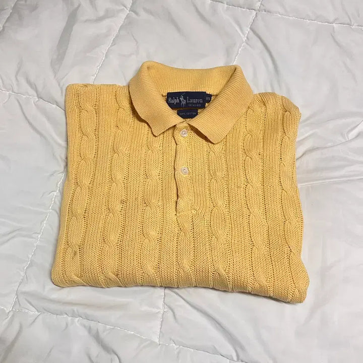 [SOLD OUT] 랄프로렌 꽈배기 케이블 카라 니트 옐로우