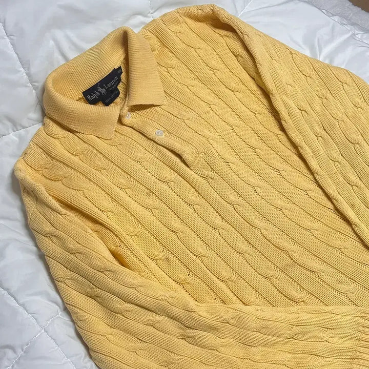 [SOLD OUT] 랄프로렌 꽈배기 케이블 카라 니트 옐로우