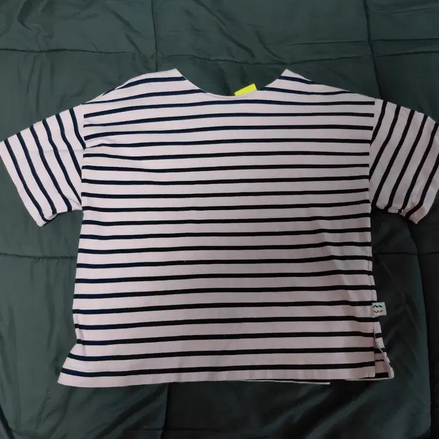 [BUNJANG] Lucky Chouette Pink Striped Short-Sleeve T-shirt / 럭키슈에뜨 핑크 스트라이프 반팔 티셔츠