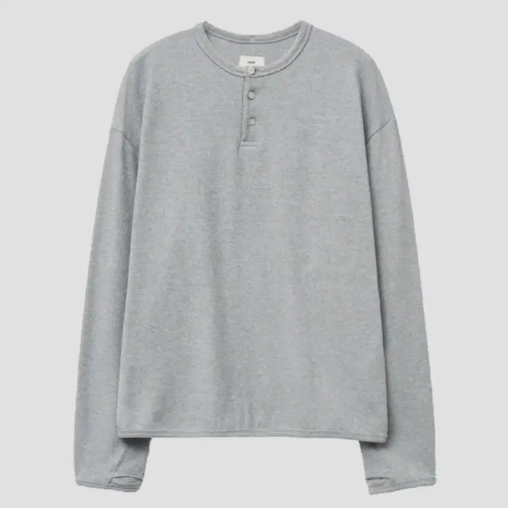 [BUNJANG] Paser Henry Neck Waffle Long Sleeve / 파세르 헨리넥 와플 롱슬리브