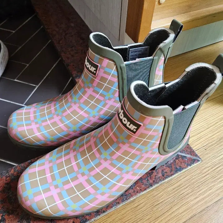 [BUNJANG] Barbour Check Chelsea Rain Boots / 바버 체크 첼시 레인부츠