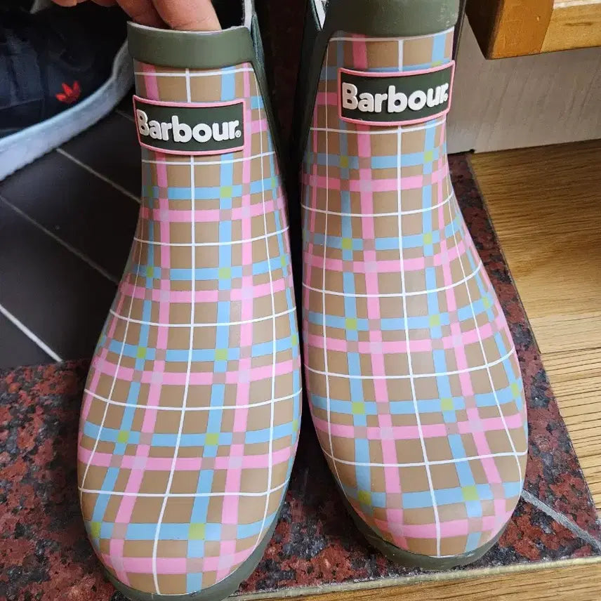 [BUNJANG] Barbour Check Chelsea Rain Boots / 바버 체크 첼시 레인부츠