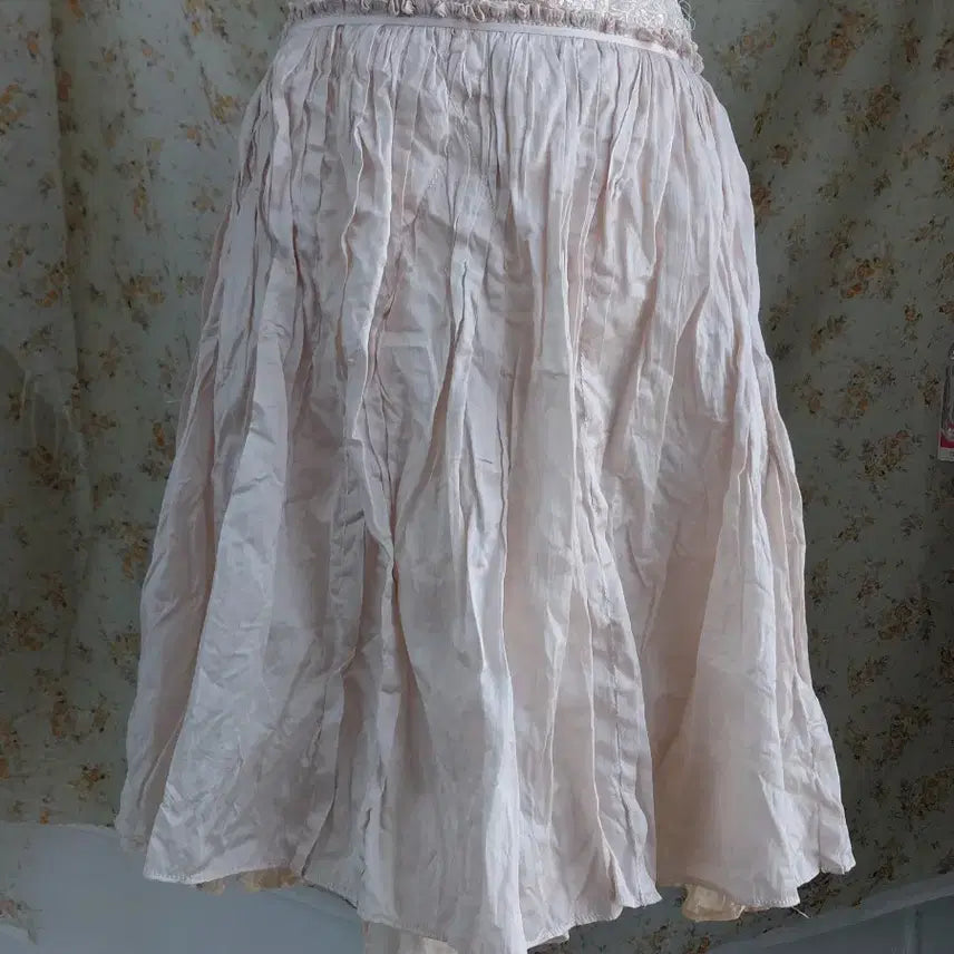 [SOLD OUT] [빈티지] 레이스 핑크 미디 스커트