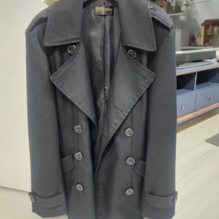 [BUNJANG] VOICE Double Button Trench Coat / VOICE 블랙 더블 버튼 프렌치 코트 M