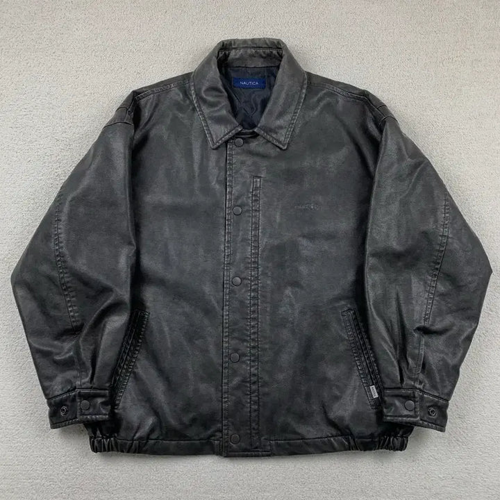 [BUNJANG] Nautica Japan x Freaks Store Vegan Leather Jacket - Black / 노티카 재팬 x 프릭스 스토어 비건레더 자켓 블랙