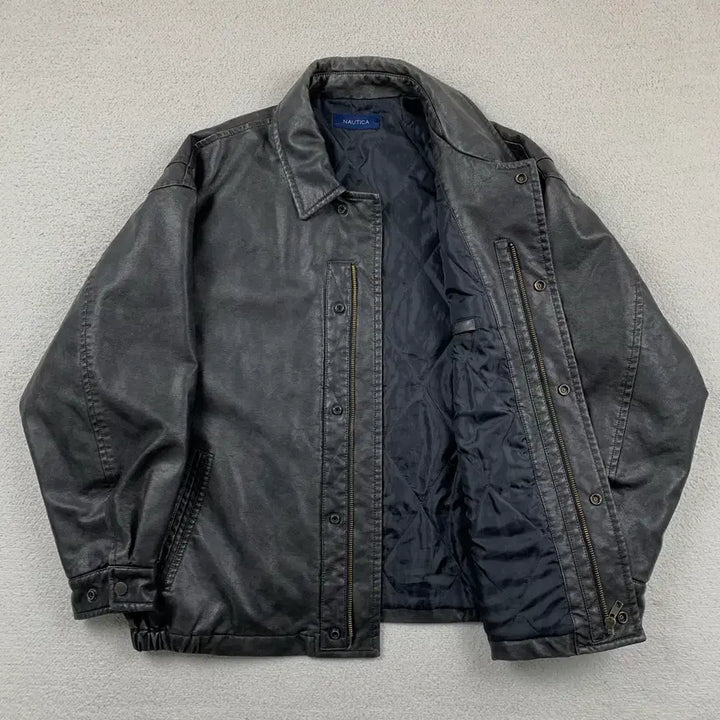 [BUNJANG] Nautica Japan x Freaks Store Vegan Leather Jacket - Black / 노티카 재팬 x 프릭스 스토어 비건레더 자켓 블랙