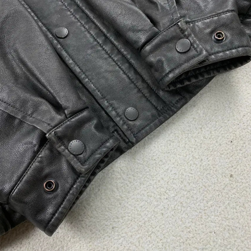 [BUNJANG] Nautica Japan x Freaks Store Vegan Leather Jacket - Black / 노티카 재팬 x 프릭스 스토어 비건레더 자켓 블랙