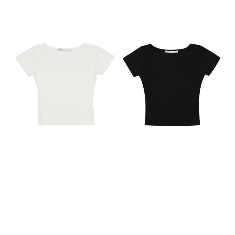 [BUNJANG] Bohemian Seoul Half Ribbed Tee / 보헤미안서울 하프 리브드 티 화이트, 블랙 M