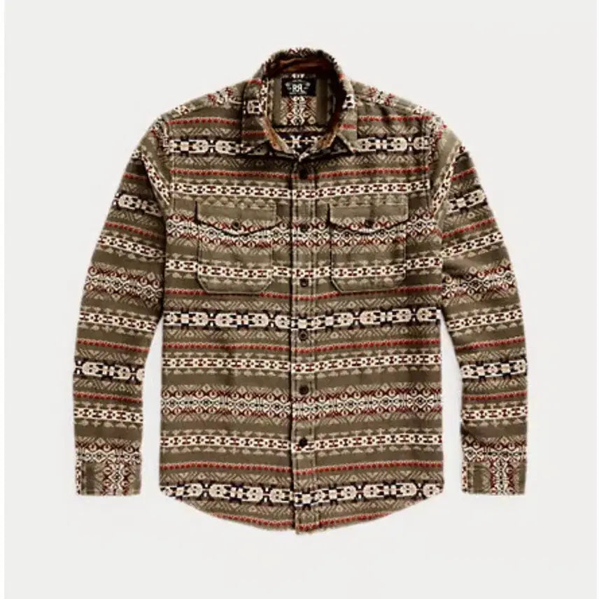 [BUNJANG] RRL Fair Isle Jacquard Overshirt / rrl 스웨이드 트림 자카드 오버셔츠 (페어아일) L